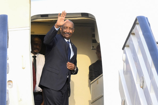 Sudan’s army chief Abdel Fattah Al-Burhan is due to meet Ugandan President Yoweri Museveni in Kampala, with whom he would discuss ties. (File/AFP)