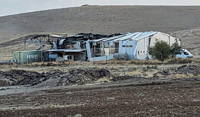 The premises of an airfield used by Iraqi Kurdish forces is pictured in Arbat, near Sulaymaniyah in Iraq's Kurdistan, after three members of a Kurdish anti-terrorist unit were killed in a drone strike that hit the airfield. (AFP)