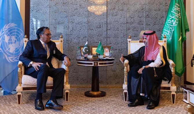 Saudi Foreign Minister Prince Faisal bin Farhan met with his Pakistani counterpart Jalil Abbas Jilani. (SPA)