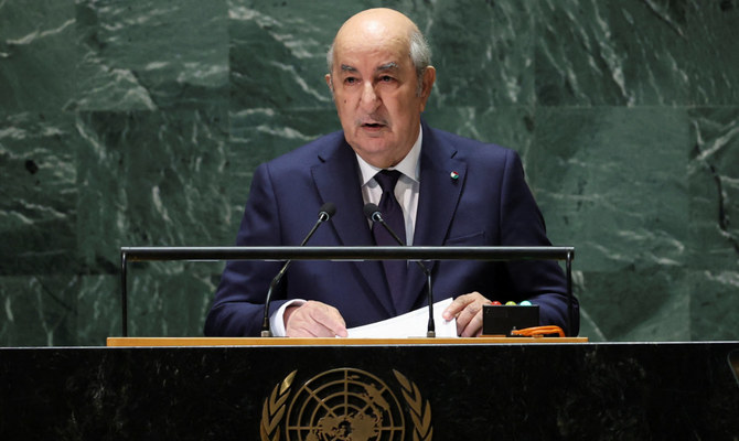 Algeria's President Abdelmadjid Tebboune addresses the 78th Session of the UN General Assembly in New York City, US, September 19, 2023. (Reuters)