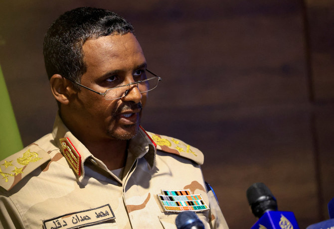 General Mohamed Hamdan Dagalo, commander of Sudan's paramilitary Rapid Support Forces, speaks during a press conference in Khartoum on February 19, 2023. (REUTERS/File Photo)