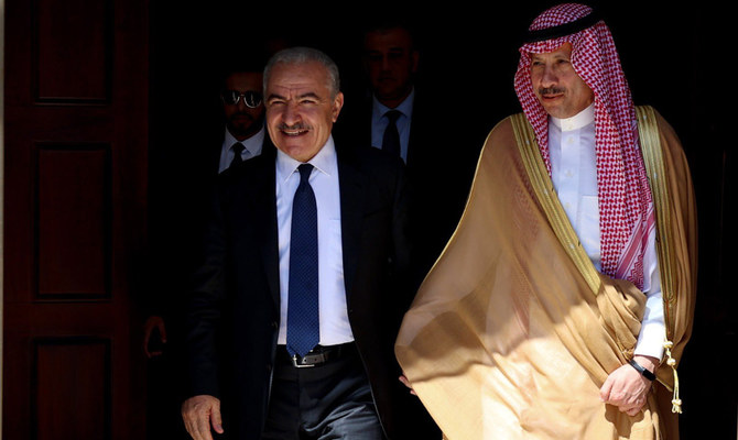 Nayef Al-Sudairi, the Saudi non-resident ambassador to the State of Palestine, visited Palestinian Prime Minister Mohammed Shtayyeh at his office in Ramallah on Wednesday. (X: @naif63_2)
