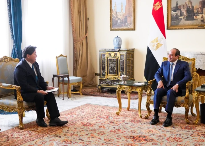 HAYASHI Yoshimasa met with Abdul Fattah El-Sisi for 50 minutes in Egypt. (X/@MofaJapan_en)