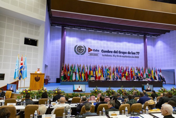 Saudi Arabia's Foreign Minister Prince Faisal bin Farhan said the Kingdom attached great importance to development issues during a speech at the G77 + China Summit in Cuba on Saturday. (KSAMOFA)