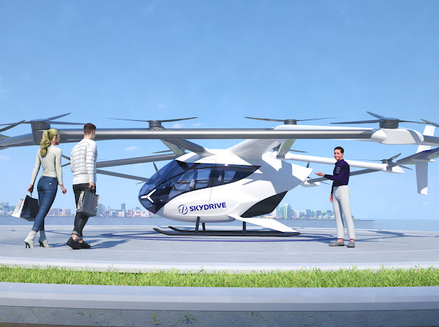 SkyDrive is currently developing a three-seater electric, vertical take-off and landing aircraft (eVTOL) called SKYDRIVE and is in the process of acquiring its Japan Civil Aviation Bureau certification. (SkyDrive)