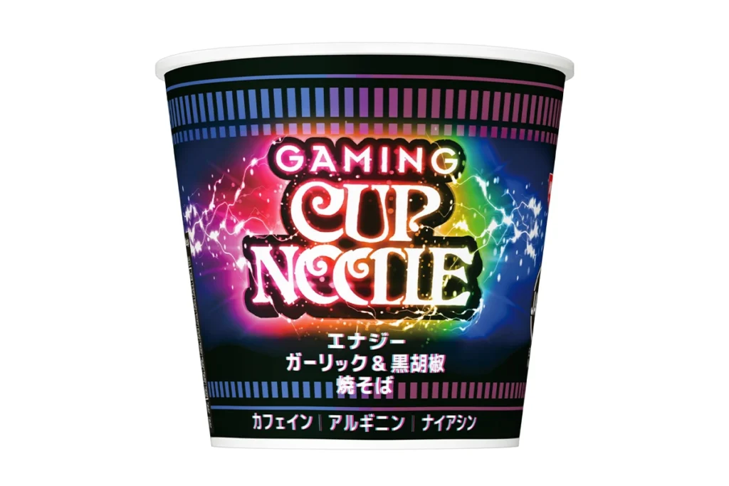 The Cup Noodles are made to be mixed with a sauce rather than a broth so that gamers find a convenient way to have their quick meal without making a mess. (Via Nissin)