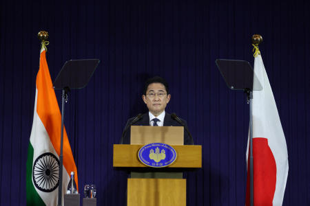 Japanese Prime Minister Fumio Kishida attends a press conference, on the second day of the G20 summit, in New Delhi, India, September 10, 2023. (Reuters)