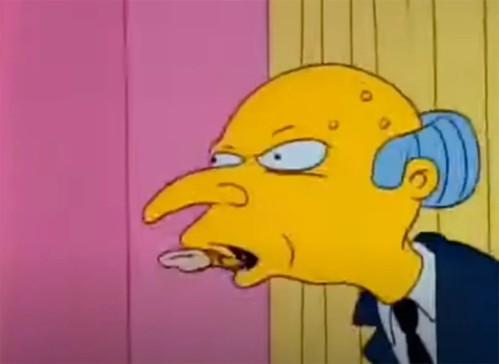 Many social media users pointed out the similarities between Mr. Burns and Kishida’s fish-eating scenes. (Via Disney+)