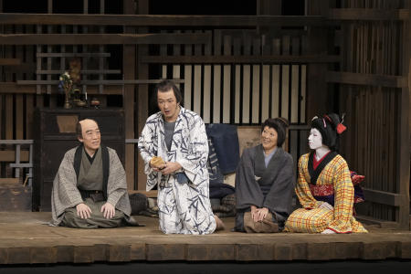 In this photo provided by Shochiku, actors perform in Bunshichi Mottoi Monogatari, presented in English as