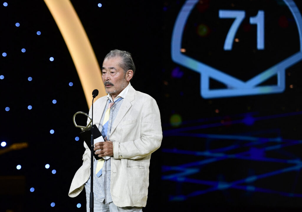 Japanese actor Tatsuya Fuji, 82, was awarded the Silver Shell for Best Leading Performance at the 71st San Sebastian International Film Festival in Spain. (AFP)