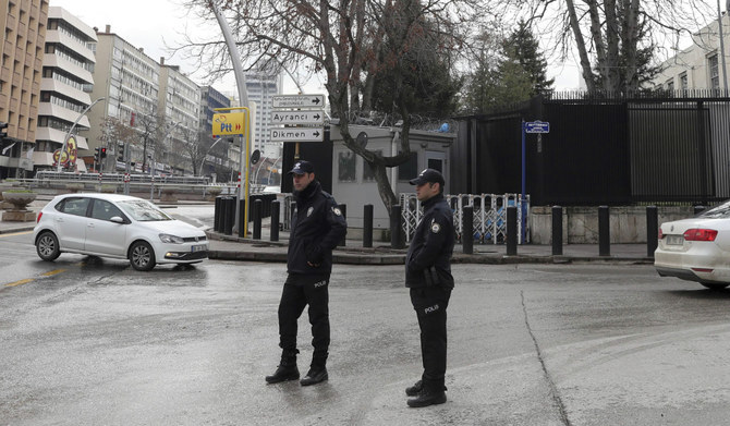 Turkish police stand guard in Ankara, Turkiye. (File/AP)