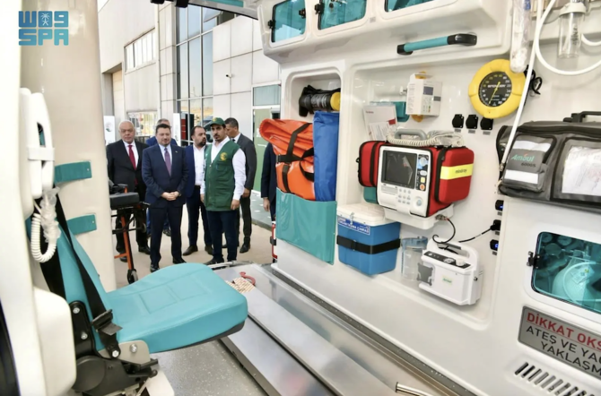 Saudi Arabia’s King Salman Humanitarian Aid and Relief Center has delivered 20 fully equipped ambulances to the Turkish Ministry of Health. (SPA)