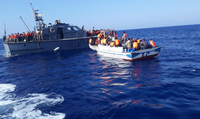 The Lebanese army rescued more than 100 migrants Friday after their boat developed technical problems in the Mediterranean off the coast of the northern city of Tripoli, state-run National News Agency reported. (X/@LebarmyOfficial)