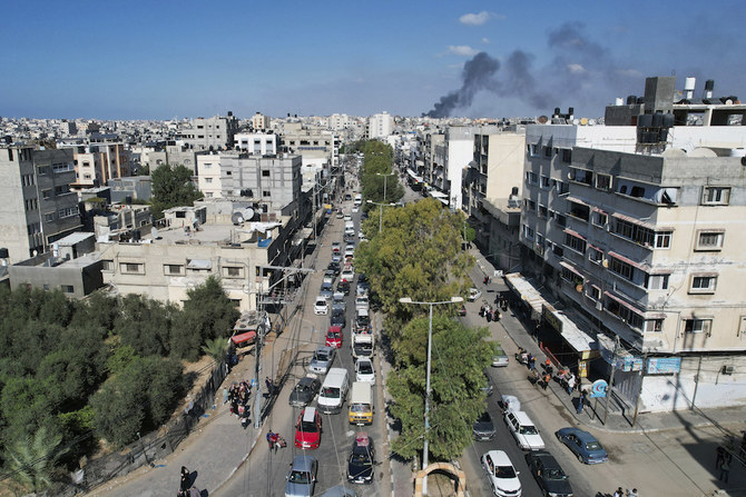 Palestinians flee from northern Gaza to the south after the Israeli army issued an unprecedented evacuation warning to a population of over 1 million people in northern Gaza and Gaza City to seek refuge in the south ahead of a possible Israeli ground invasion. (AP)