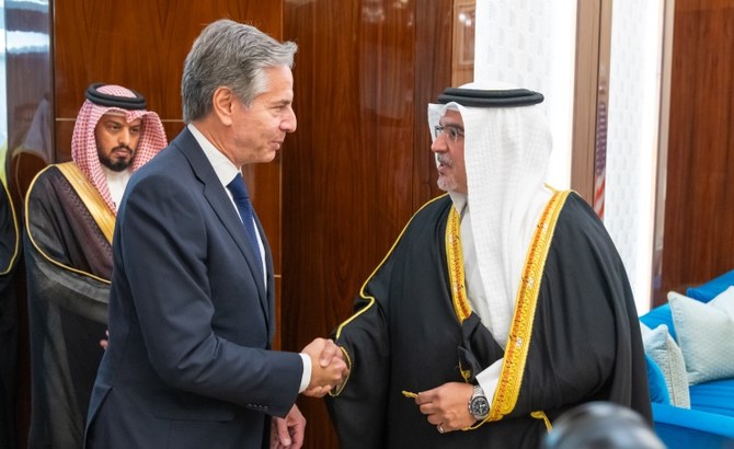 Bahraini Crown Prince Salman bin Hamad meets US Secretary of State Antony Blinken. (BNA)