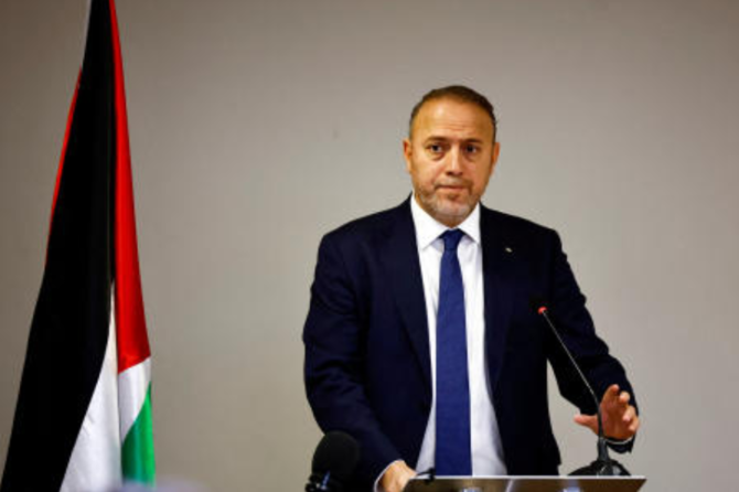 Husam Zomlot, the Palestinian Ambassador to Britain, attends a news conference at the Arab British Chamber of Commerce, in London, Britain, October 17, 2023. (Reuters)