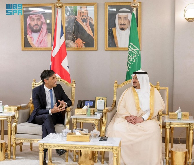 British Prime Minister Rishi Sunak arrived in Riyadh on Thursday. (SPA)