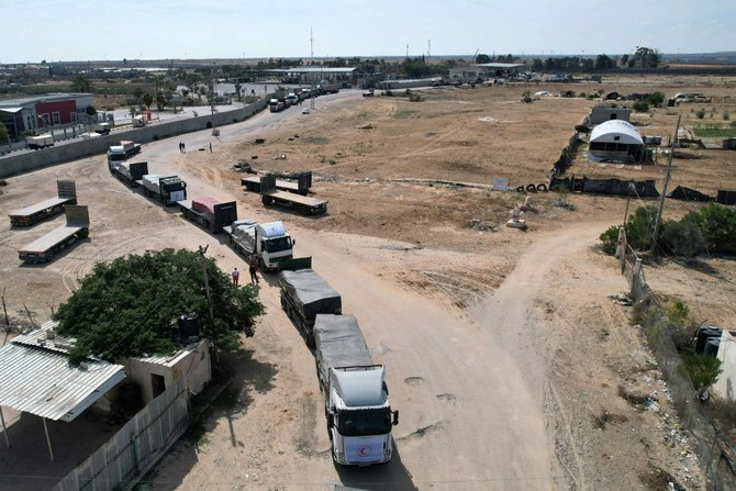 The first of 20 trucks carrying humanitarian aid entered the war-torn and besieged Gaza Strip on October 21 through the Rafah border crossing with Egypt, said AFP correspondents on both sides. (AFP)