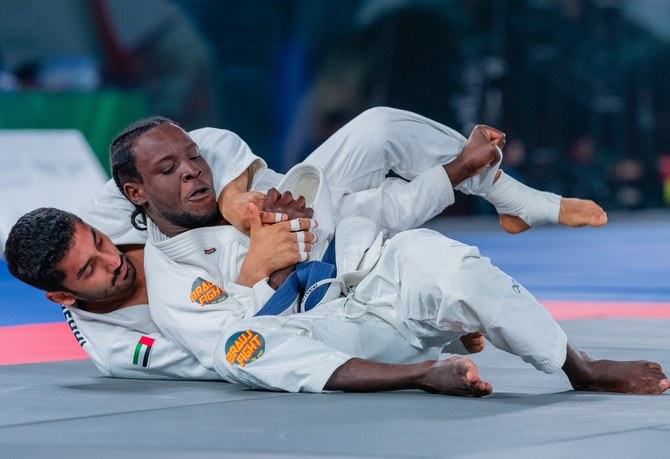 Emirati fighters won four jiu-jitsu gold medals at the World Combat Games in Riyadh (UAEJJF)