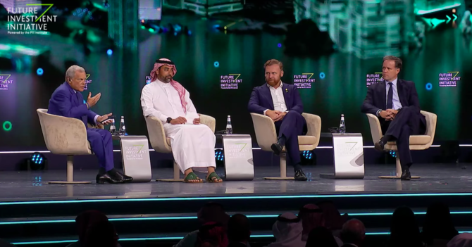 Royal Commission for AlUla CEO Amr Al-Madani speaking on a panel at the FII forum in Riyadh
