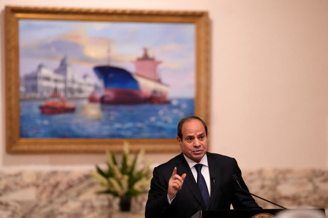 President Abdel Fattah El-Sisi said that Egypt would continue to play a positive role in the Israel-Hamas conflict and did not want it to expand regionally. (Reuters)