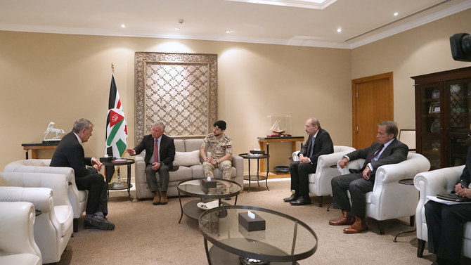Jordan’s King Abdullah and Crown Prince Hussein bin Abdullah met Philippe Lazzarini, commissioner general of UNRWA. (Petra)