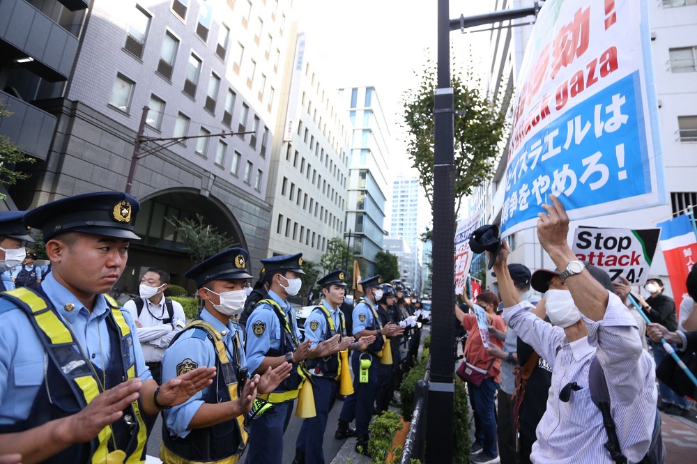 Demonstrations have been active against the Israeli embassy in Tokyo by various Japanese groups denouncing the 