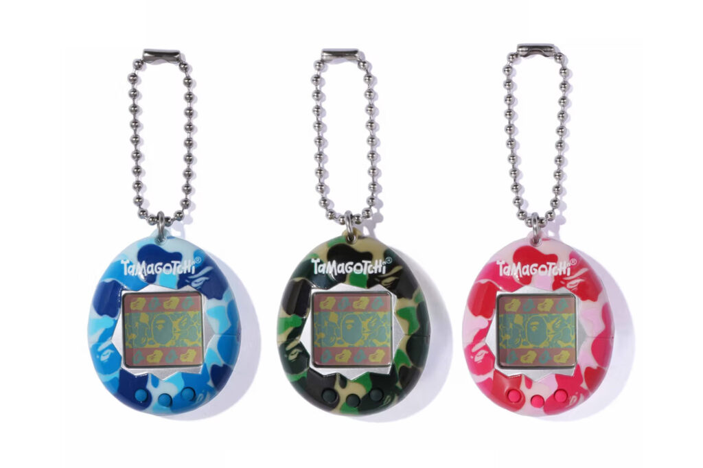 The BAPE x Tamagotchi release went live on Oct. 14 at authorized BAPE retail stores and online. (via Bape)