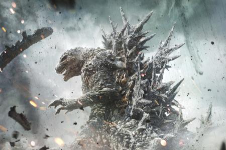 This image released by @2023 TOHO CO., LTD. shows Godzilla in a scene from ‘Godzilla Minus One’. (AP)