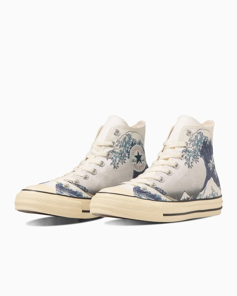 Priced at ¥12,100, Converse's 'All Star Ukiyoe Print Hi Wave' showcases Hokusai's popular painting 'The Great Wave off Kanagawa'. (Converse)