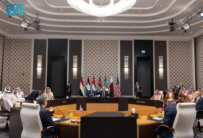 Saudi Foreign Minister Prince Faisal bin Farhan attends Arab-US meetings on Gaza in the Jordanian capital, Amman. (SPA)