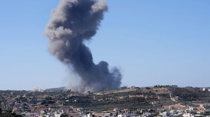 Black smoke rises from an Israeli airstrike on the outskirts of Aita al-Shaab, a Lebanese border village with Israel in south Lebanon, Saturday, November 4, 2023. (AP)