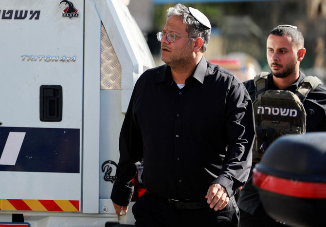 Israel's National Security Minister Itamar Ben-Gvir arrives at the scene of an incident in Jerusalem November 6, 2023. (Reuters)
