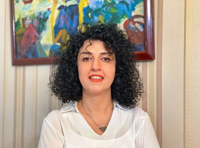 A handout photo provided by the Narges Mohammadi Foundation on October 2, 2023 shows an undated, unlocated photo of Iranian rights campaigner Narges Mohammadi. (File/AFP)