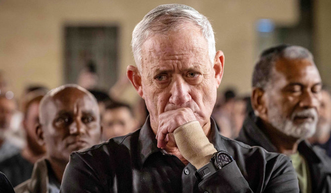 Israeli Cabinet Minister Benny Gantz attends a memorial for the 1,400 victims killed during the October 7 attack by Palestinian militants from the Gaza Strip at the Western Wall in Jerusalem on November 6, 2023 amid the ongoing battles between Israel and the militant group Hamas. (AFP)
