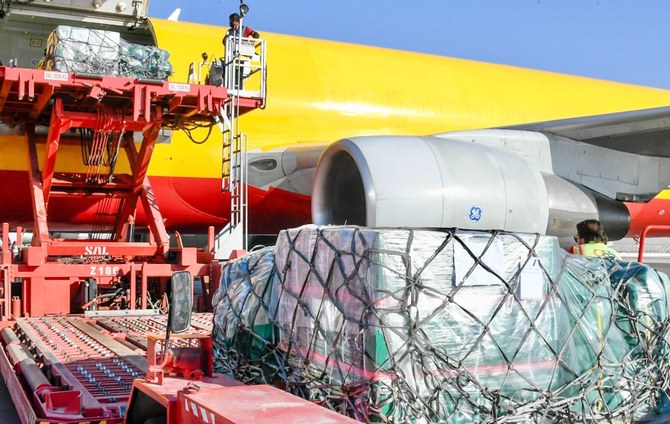 Saudi plane is carrying 35 tons of relief and shelter materials as part of popular campaign to help Palestinian people in the Gaza Strip. (Supplied)