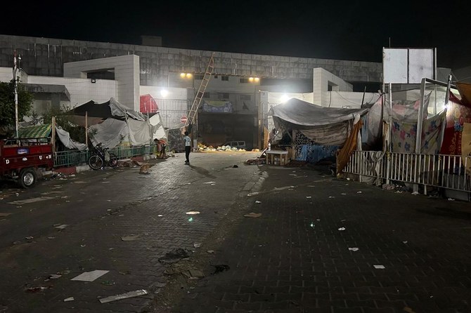 A picture shows a view of the exterior of Al-Shifa hospital in Gaza City on November 10, 2023, amid ongoing battles between Israel and the Palestinian Hamas movement. (AFP)