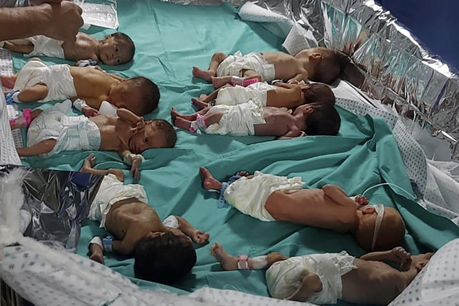 This photo released by Dr. Marawan Abu Saada shows prematurely born Palestinian babies in Shifa Hospital in Gaza City on Nov. 12, 2023. (AP)