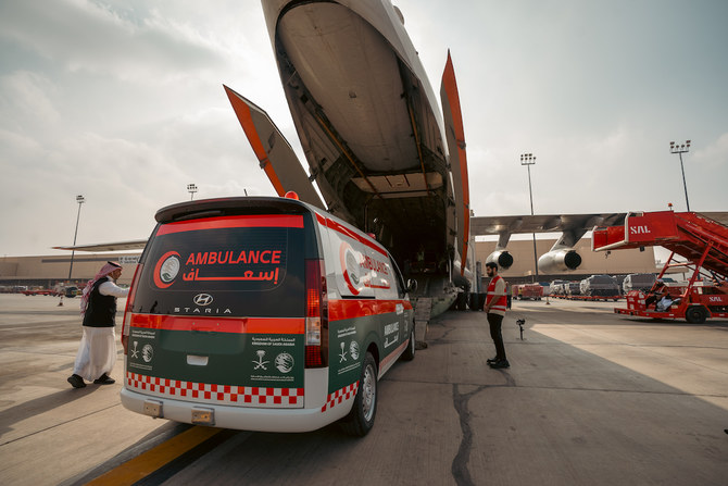 The ambulances are part of a fleet of 20 emergency vehicles scheduled to arrive via El-Arish International Airport. (Supplied)