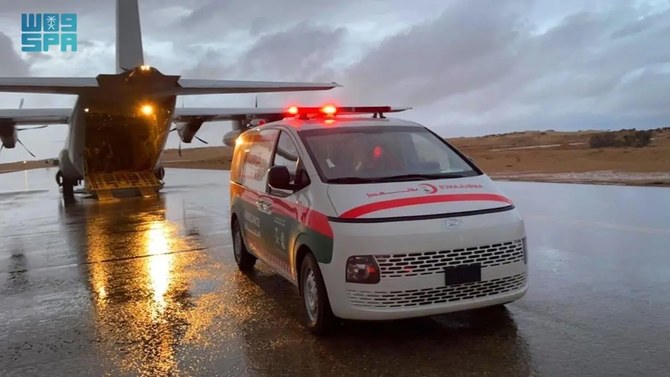 A Saudi relief plane carrying aid for Gaza arrived at El-Arish International Airport in Egypt. (SPA)