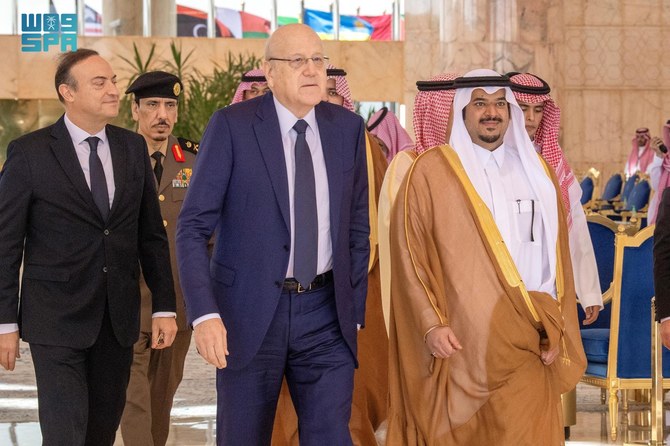 Lebanese caretaker Prime Minister Najib Mekkati arrived in Riyadh for the Arab-Islamic Summit on Gaza. (SPA)