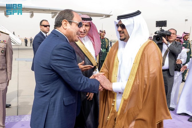 Egyptian President Abdel Fattah El-Sisi arrived in Riyadh for the Arab-Islamic Summit on Gaza. (SPA)