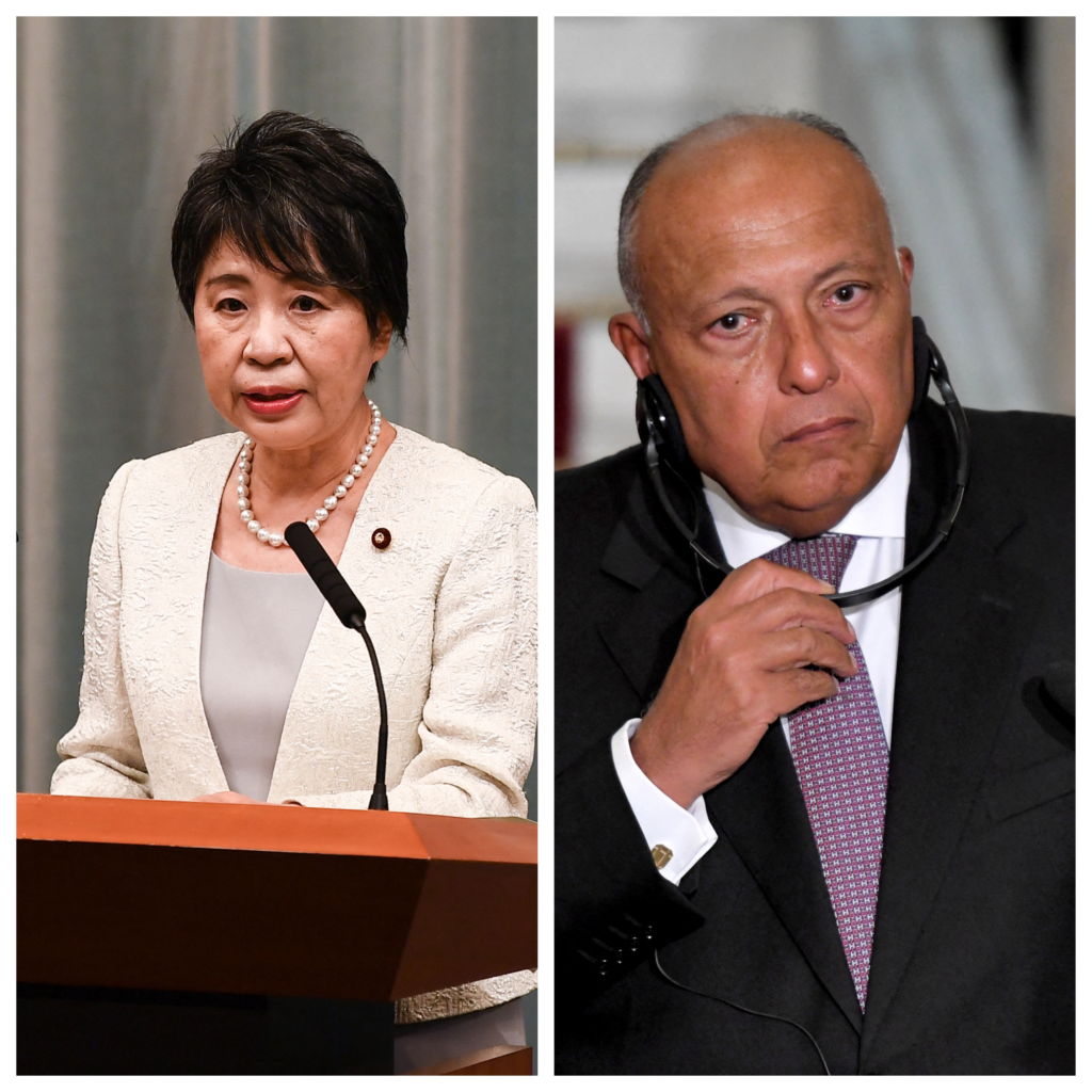 Currently visiting San Francisco, Japanese Foreign Minister Kamikawa Yoko held a telephone conversation with her Egyptian counterpart, Sameh Shoukry. (File/AFP)