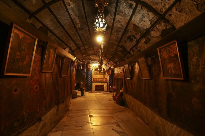 The deserted Grotto, in the Nativity Church in Bethlehem, is pictured on Dec. 20, 2023. (AFP) 