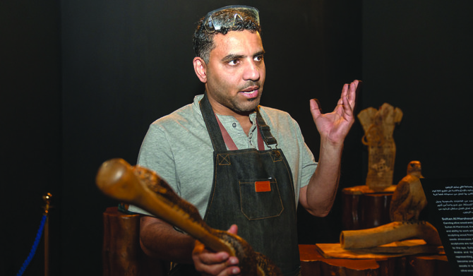 Sultan Al-Mrshood currently works at the Ministry of Culture as an instructor, passing on his knowledge to young Saudis through wood carving classes. (AN photos by Huda Bashatah)