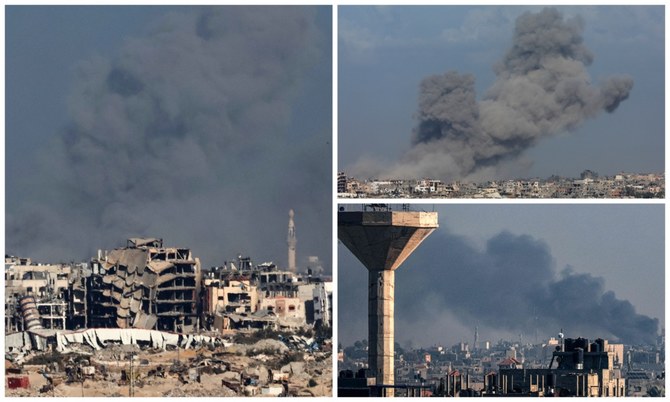 Smoke rises over Gaza, amid the ongoing conflict between Israel and the Palestinian Islamist group Hamas, as seen from southern Israel. (AFP)