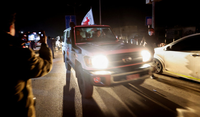 A Red Cross vehicle, as part of a convoy carrying hostages abducted by Hamas militants during the October 7 attack on Israel, arrives at the Rafah border, amid a hostages-prisoners swap deal between Hamas and Israel, in the southern Gaza Strip, November 30, 2023. (REUTERS file photo)