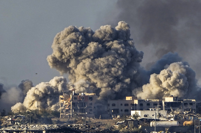 Smoke rises following an Israeli bombardment in the Gaza Strip, as seen from southern Israel, on Dec. 16, 2023. (AP)