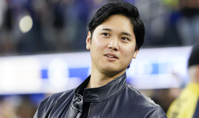 Los Angeles Dodgers' Shohei Ohtani attends an NFL football game between the Los Angeles Rams and the New Orleans Saints, Thursday, Dec. 21, 2023, in Inglewood, Calif. (AP)
