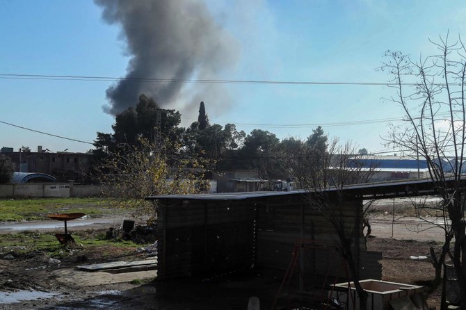 Smokes billows in Qamishli in northeastern Syria close to the Turkish border on December 25, 2023. (File/AFP)
